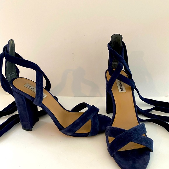 Steve Madden midnight blue suede strappy sandal - Picture 1 of 5